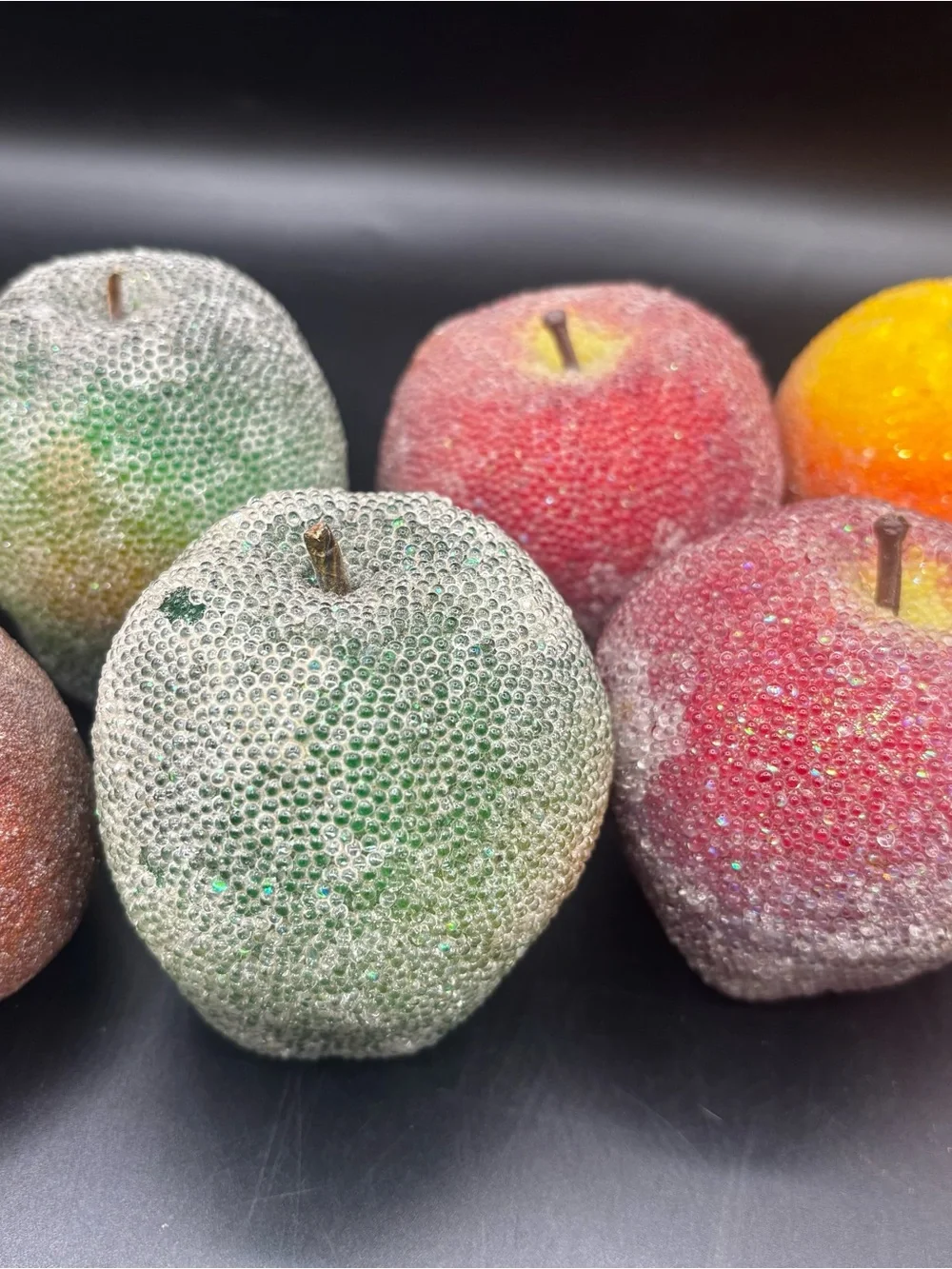 Vintage Fruit Beaded Faux Decor 90s Set of 13 Apple Orange Pear Grapes